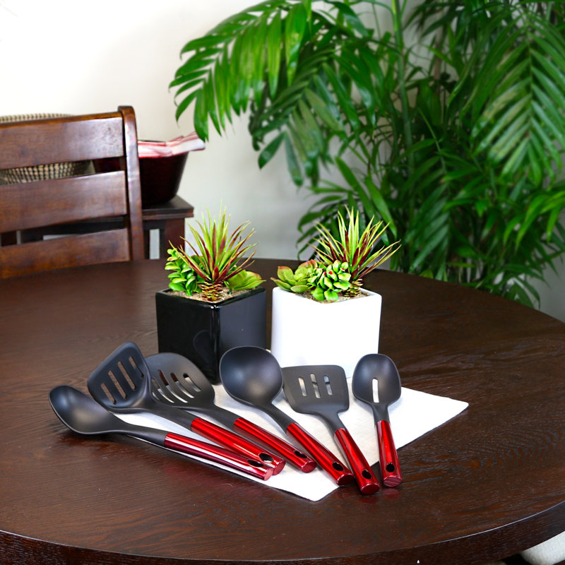 Ensemble d’ustensiles de cuisine 6 pièces gibson, Noir / Rouge