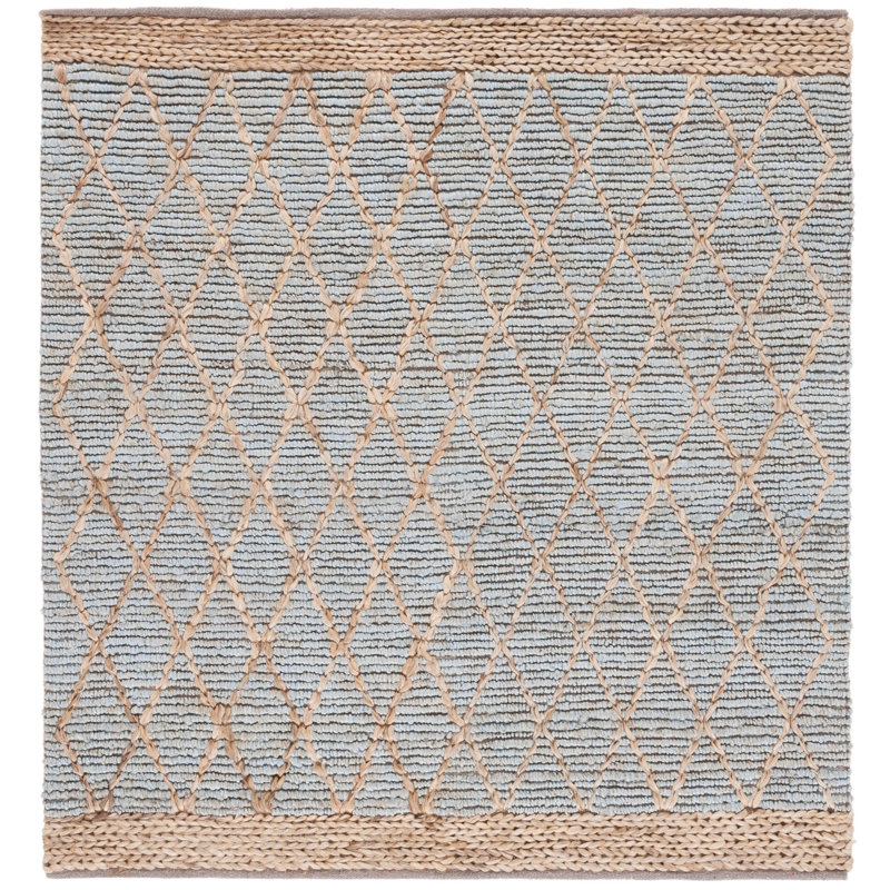 Alegria Hand Tufted Geometric Jute/Cotton Rug, Square 6'
