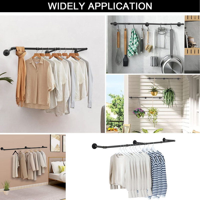 Harmoney 70.06'' Metal Wall Mounted Clothing Racks
