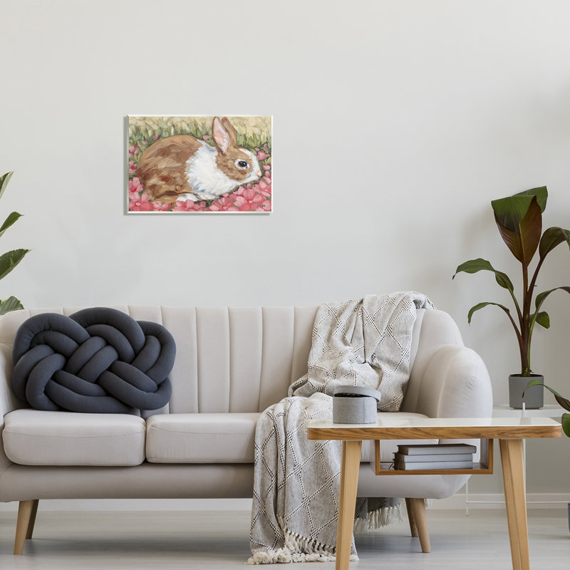 Bunny Pink Spring Blossoms - Peinture, H 13 po x l 19 po x P 0,5 po, Bois