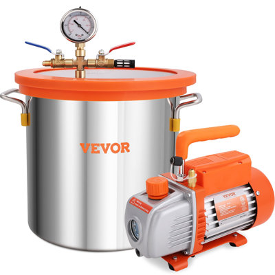 3 Gallon Vacuum Chamber and 3.5 CFM Pump Kit, Tempered Glass Lid Vacuum Degassing Chamber Kit, Single Stage Vacuum Pump with 250 ml Oil Bottle, for Stabilizing Wood, Degassing Silicones, Epoxies
