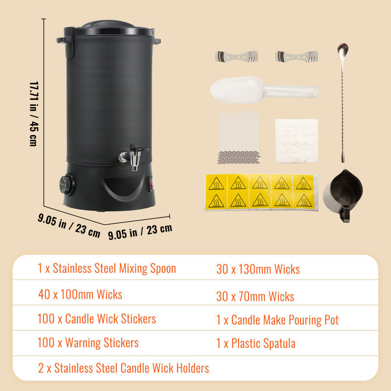 Metal Tabletop Wax Warmer, 17.71" H x 9.05" W x 9.05" D
