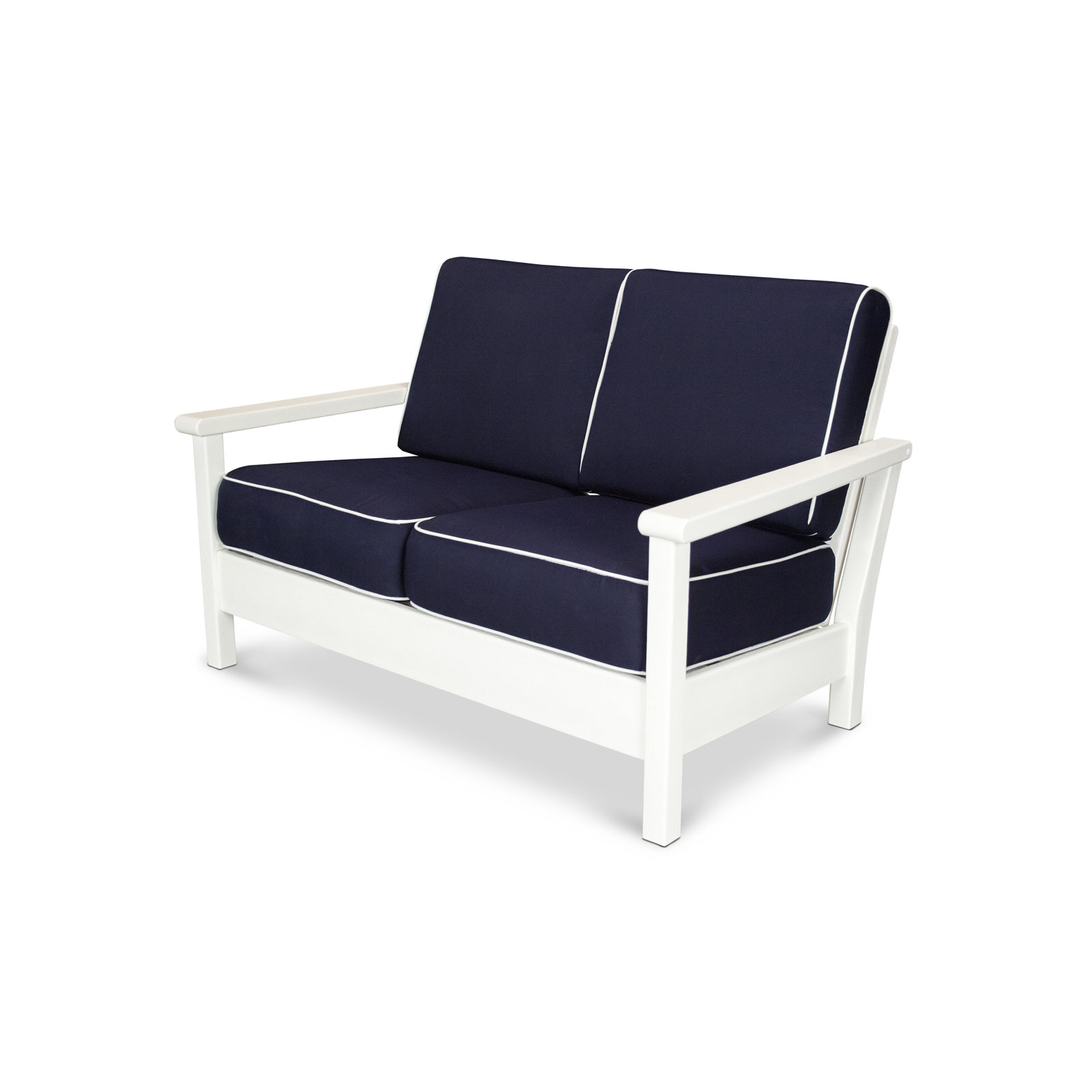 POLYWOOD® Harbour 52" Patio Loveseat, Natural, White