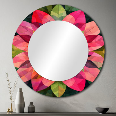 Feuilles de kaléidoscope - miroir mural floral - imprimé sur métal