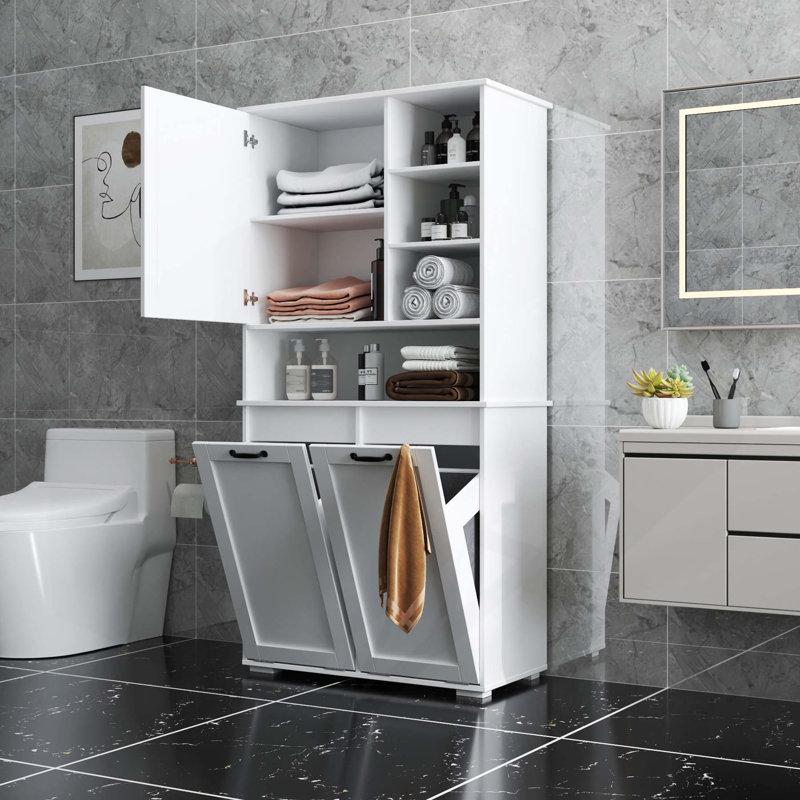 Versatile Freestanding Laundry Cabinet with Multiple Storage Options