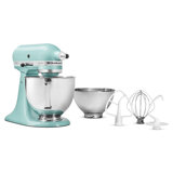 Value Bundle Artisan Series 5 Quart Tilt-Head Stand Mixer in Aqua Sky with additional 3 Quart bowl