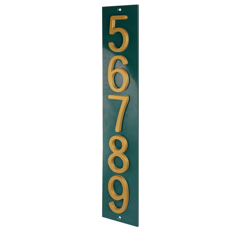 Plaque d'adresse verticale en aluminium Royal Shade, Vert, Doré, Oui