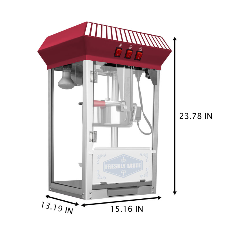 Machine à maïs soufflé commerciale, machine à maïs soufflé commerciale en acier inoxydable avec verre trempé, plateau chauffant, pop-corn de comptoir 800 W pour les fêtes
