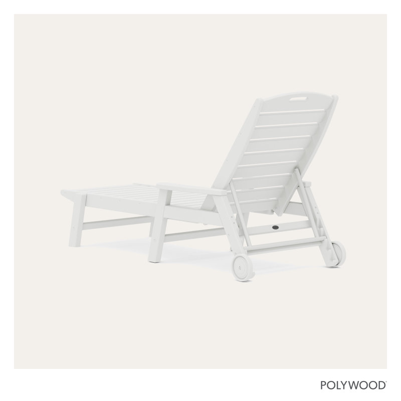 Lakeside POLYWOOD Nautical Chaise with Arms & Wheels, White