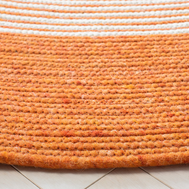 Mcclain Hand Woven Wool/Cotton Rug in Ivory/Orange, Oval 5' x 7'