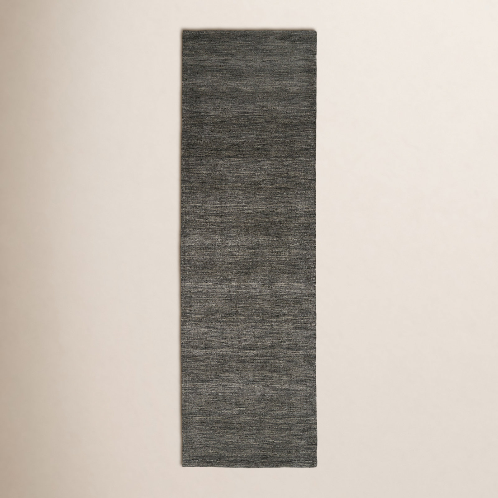 Lineville Dark Gray Hand-Woven Wool Rug, Runner 2'6" x 8'