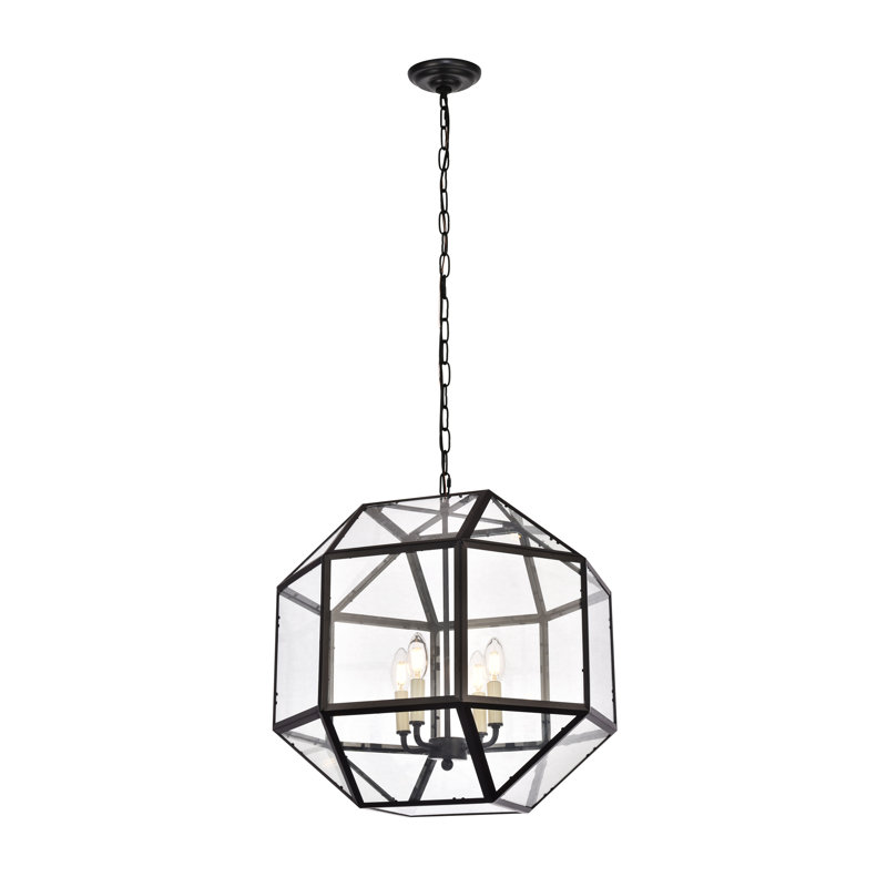Lustre géométrique à 4 lumières de style bougie Burkeville, Noir