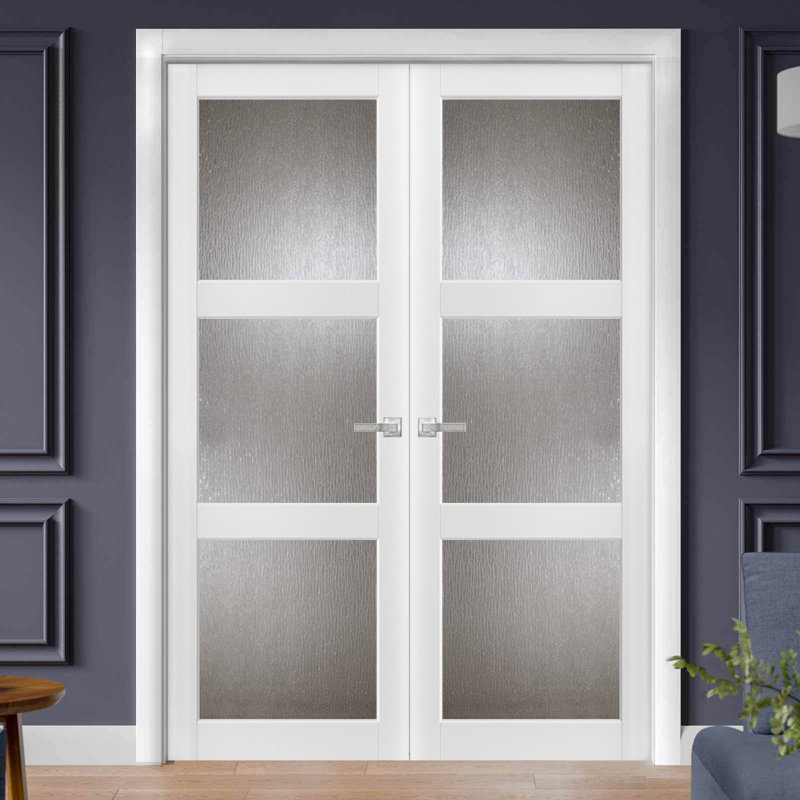 Portes françaises en verre givré Lucia, 48 po x 96 po