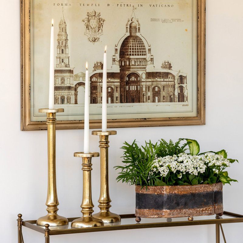 Classic Cast Aluminum Candle Stick, 12.5" H x 5.5" W x 5.5" D