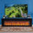 Black Solid Wood TV Cabinet Fireplace-117617227