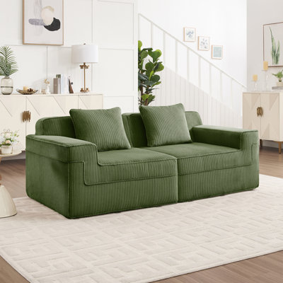 81.1" Boneless Sofa, Modern Sectional Sofa with Deep Seat, Loveseat for Living Room Small Spaces