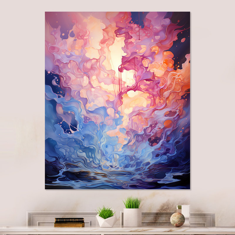 «Pink Illuminated Electro Reverie I», art mural abstrait en métal, H 32 po x l 24 po x P 1 po
