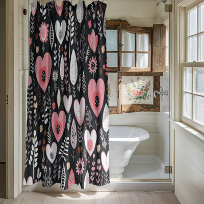 Rideau de douche Rosy Nordic Hearts - 1 pièce