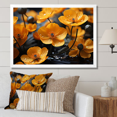 " Yellow Gray Golden Buttercups Black And White II "