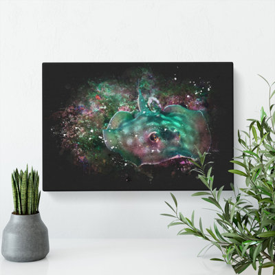 Sting Ray Paint Splash - Wrapped Canvas
