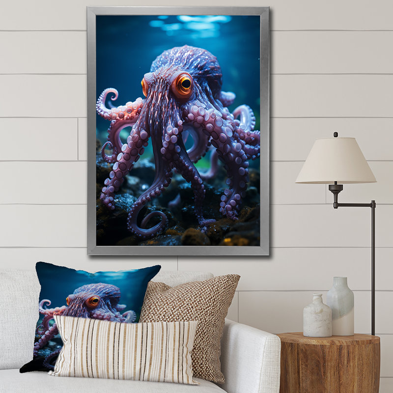 Feuille mauve Octopus Lunar Reflections I, reproduction d'art sur toile, H 40 po x l 30 po x P 1,5 po, Cadre photo argenté