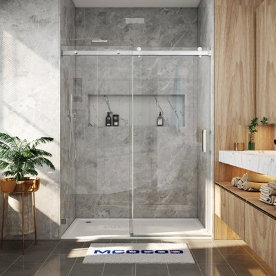 Opal Mirage MCOCOD 56-60.5" W x 76" H Single Sliding Frameless Soft Close Shower Door with 3/8" (10mm)Clear Glass