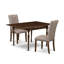 L'ensemble de salle à manger 3 pièces comprend une table de salle à manger rectangulaire avec des feuilles décoratives et 2 chaises en tissu kaki foncé revêtues de tissu d'acajou-106903614-109975337-106903612