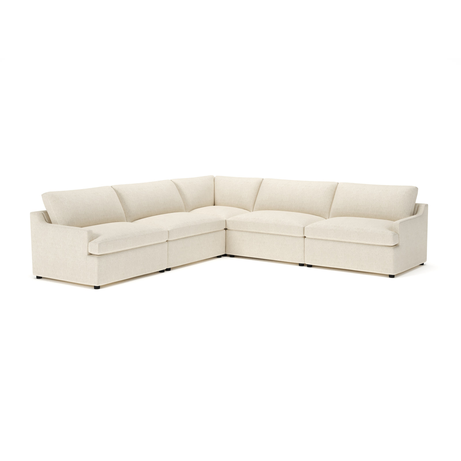 Essex 5 Pieces Upholstered Modular Sectional, John Sepia Performance Linen Blend