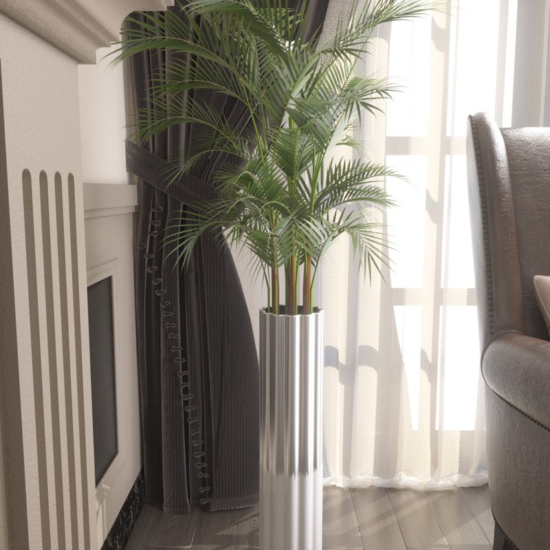 Vase de plancher en céramique Arianna, Chrome / Blanc