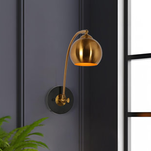 1-Light Dimmable Black/Antique Gold Sconce
