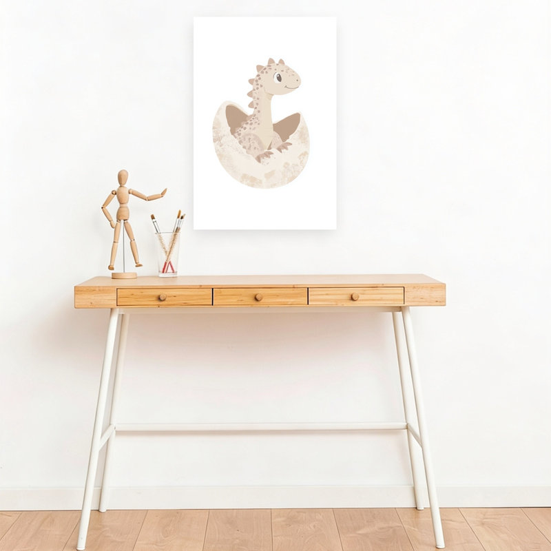 Little Dino Hatchling Contemporary Animal Wall Art Print by Mathieu - Wrapped Canvas Print, 45.72cm H x 30.48cm W