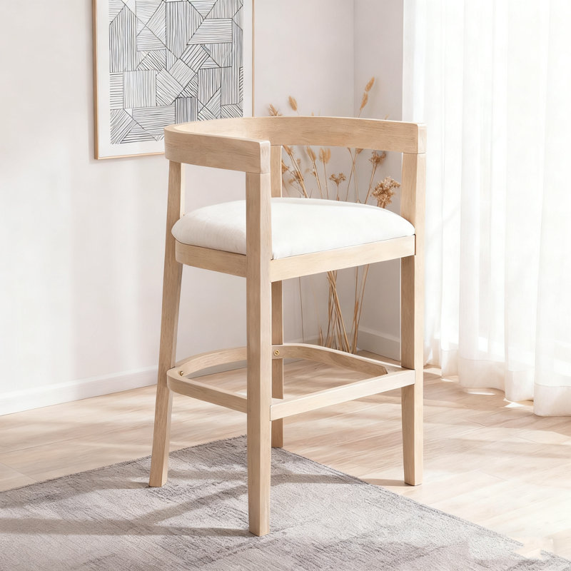 Tabouret de comptoir en bois d'hévéa, Naturel