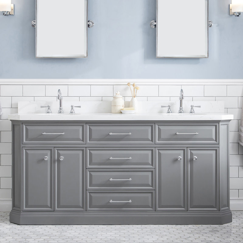 Palace 72'' W Double Vanity, Cashmere Gray, Polished Chrome