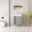 Meuble-lavabo à fixation murale 21,6 po avec lavabo en céramique, porte à fermeture en douceur, tablette gauche flottante, assemblage requis, gris