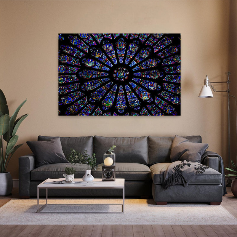 Rosace d'une cathédrale Notre-Dame, Paris, Île-de-France, France, art contemporain, H 40 po x l 60 po