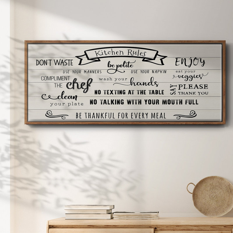 Rules of the Kitchen - Toile encadrée, H 8 po x l 20 po