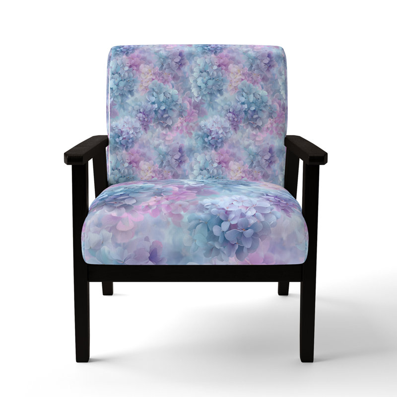 Chaise rembourrée Floral, Accoudoirs carrés noirs