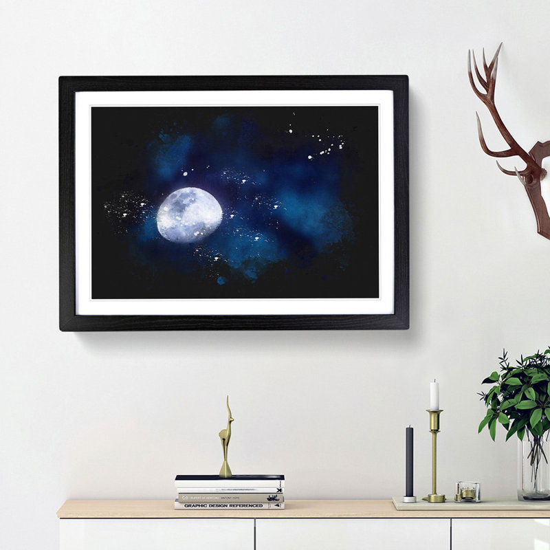 Shadow Moon - Picture Frame Graphic Art, Black Framed, 45cm H x 63cm W x 2cm D