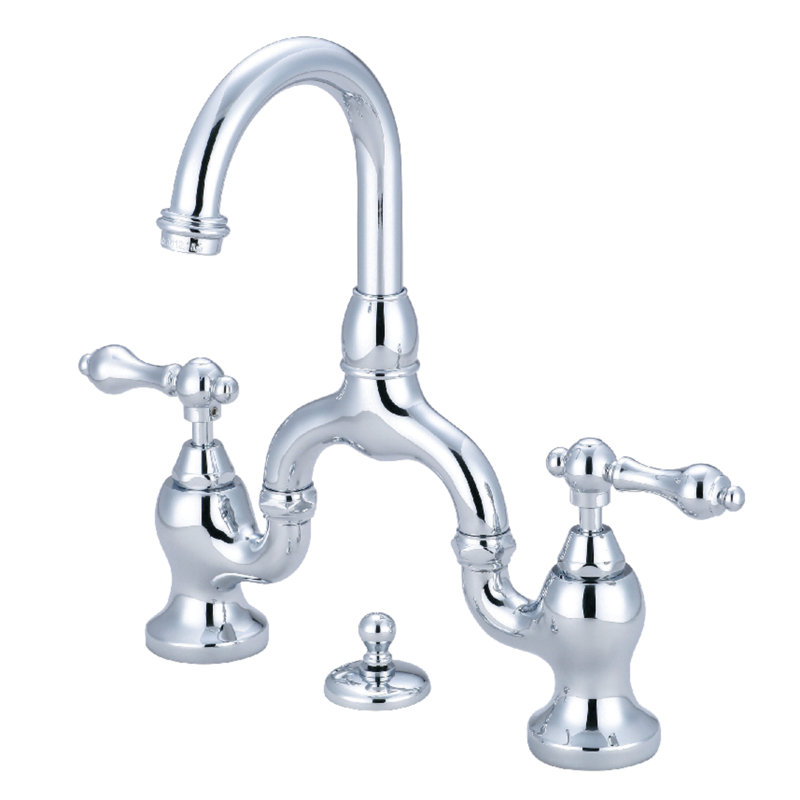 Robinet de salle de bain pont à deux poignées à fixation sur le comptoir à 3 trous Kingston, Chrome poli