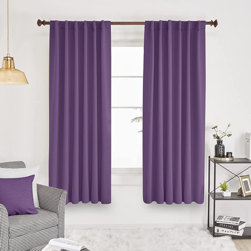 Harue Curtain Pair, 52" W x 45" L, Purple Grape
