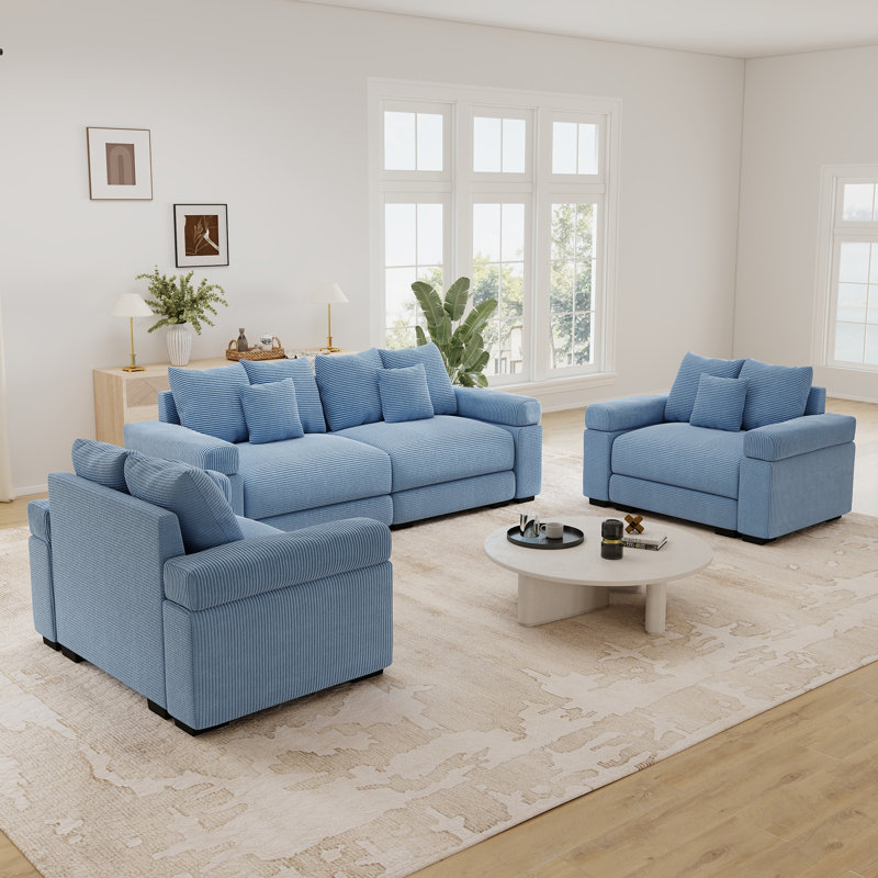 Canapé d'angle modulaire Haven Comfy Cloud, ensemble de salon avec fauteuil, Bleu
