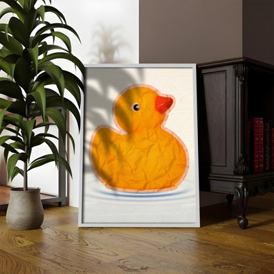 Z Studio, décoration murale drôle de Bahtroom, affiche rétro, porte-bonheur, affiche pour chambre d'enfant, impression amusante de canard minimaliste 12 x 16 po, encadré blanc