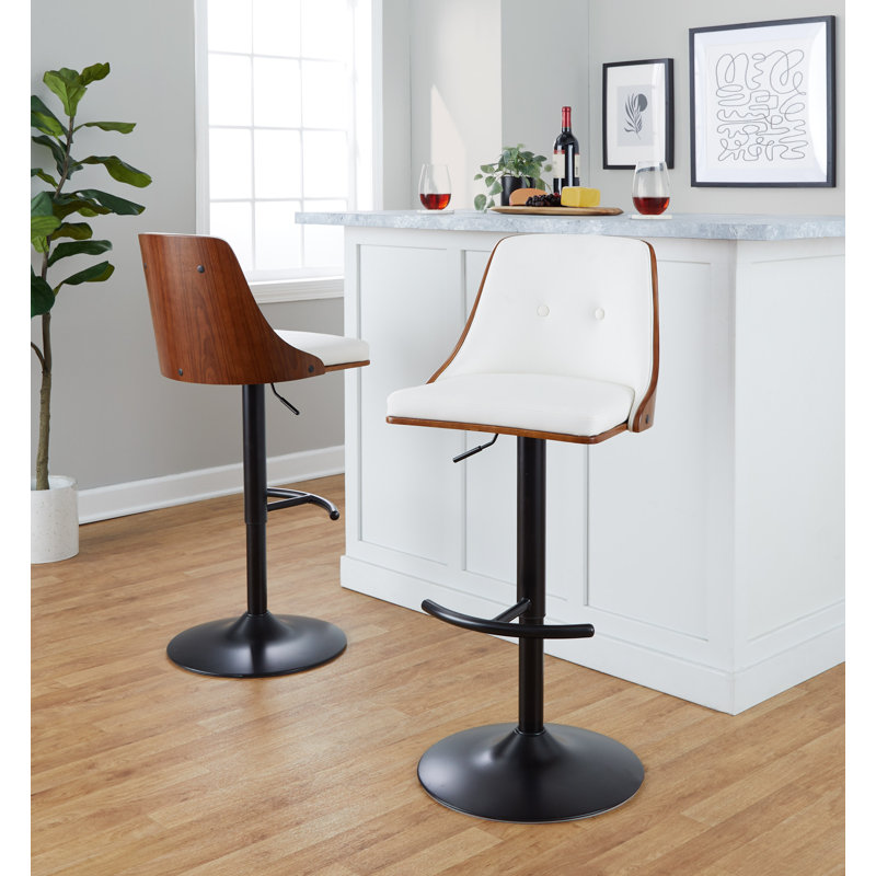 Tabouret de bar Archaimbaud, Noir / noyer, Blanc