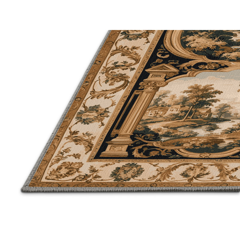 Machine Washable French Brown Area Rug, Rectangle 3' x 5'