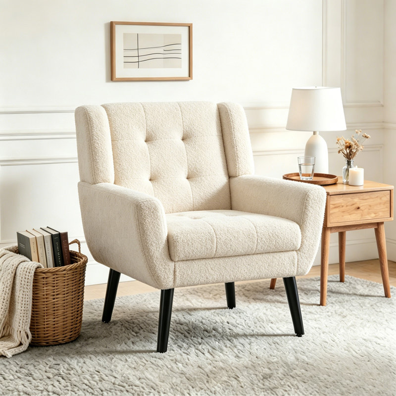 Fauteuil d'appoint Bolanle, Beige Boucle