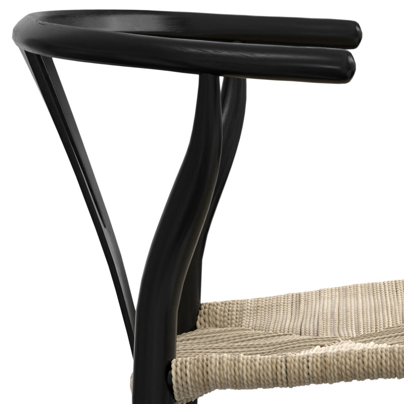 Chaise de salle à manger en bois massif de style Mid-Century moderne chocolate (ensemble de 2), Noir