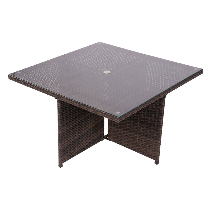 Square Metal Outdoor Dining Table With Umbrella Hole , 125cm cm W 125cm cm D