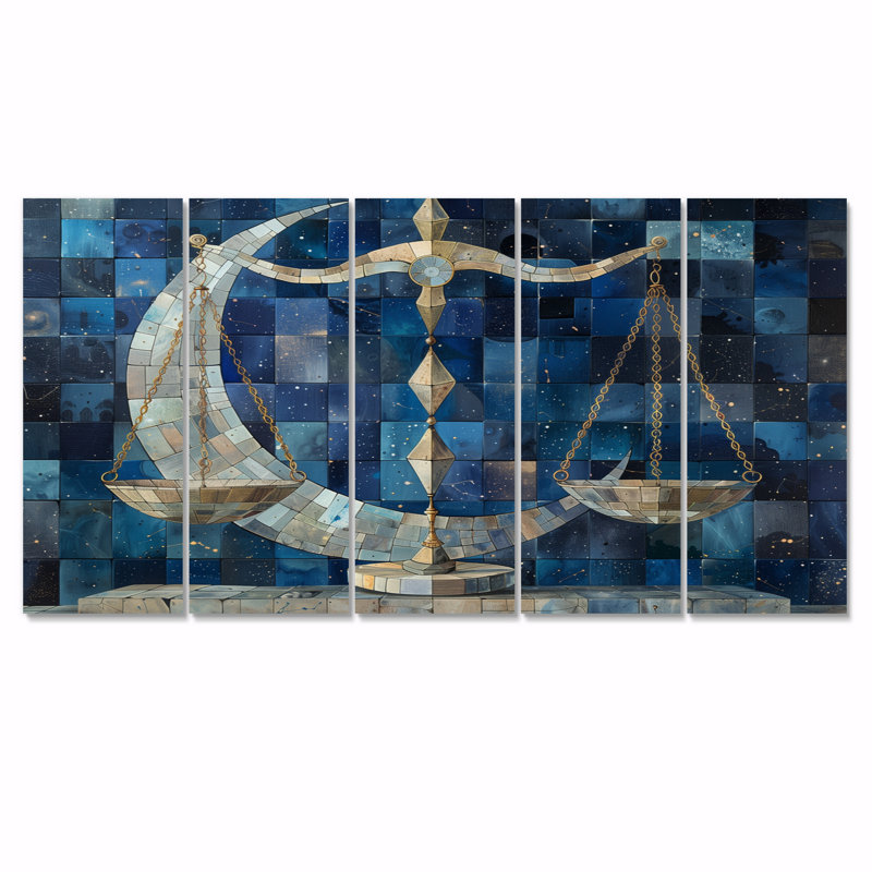 Ensemble de décorations murales astrales bleues et argent, H 32 po x l 80 po
