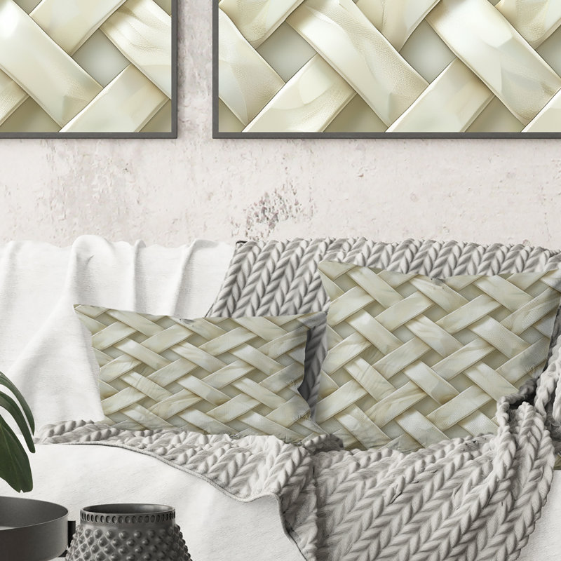 Coussin ivoire moderne ivoire Modern Basketweave, H 18 po x l 18 po