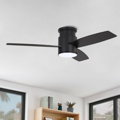 Ventilateur de plafond à DEL encastré 44 po avec télécommande, 3 pales réversibles en contreplaqué